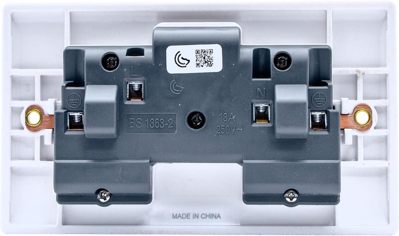 درافل مقبس كهربائي مزدوج من دورافيل ثنائي الفتحات 13 أمبير مع مؤشر نيون - بلاستيك فائق النحافة، مقاوم للحريق - Image 4